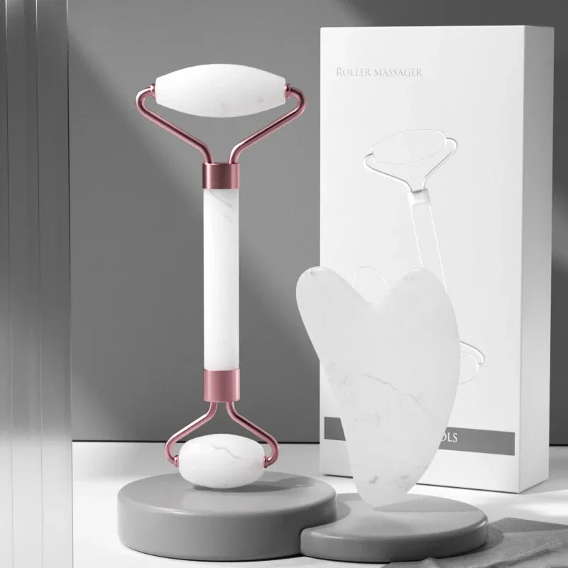 Rouleau de Massage pour le visage, planche Guasha, grattoir en résine, dissolvant de rides, rouleau de Massage pour le Lifting du visage, outils de soins de la peau mince, 2 pièces