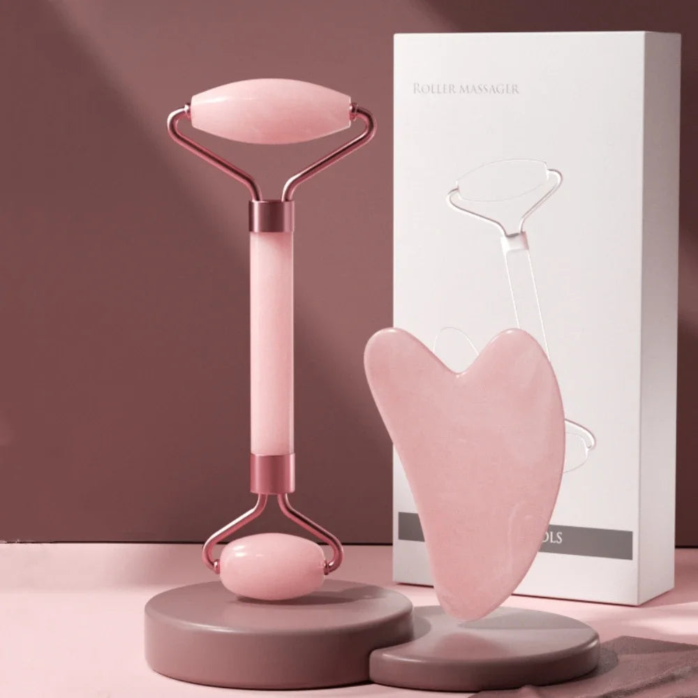 Rouleau de Massage pour le visage, planche Guasha, grattoir en résine, dissolvant de rides, rouleau de Massage pour le Lifting du visage, outils de soins de la peau mince, 2 pièces