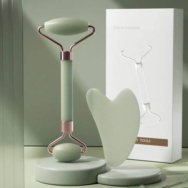 Rouleau de Massage pour le visage, planche Guasha, grattoir en résine, dissolvant de rides, rouleau de Massage pour le Lifting du visage, outils de soins de la peau mince, 2 pièces