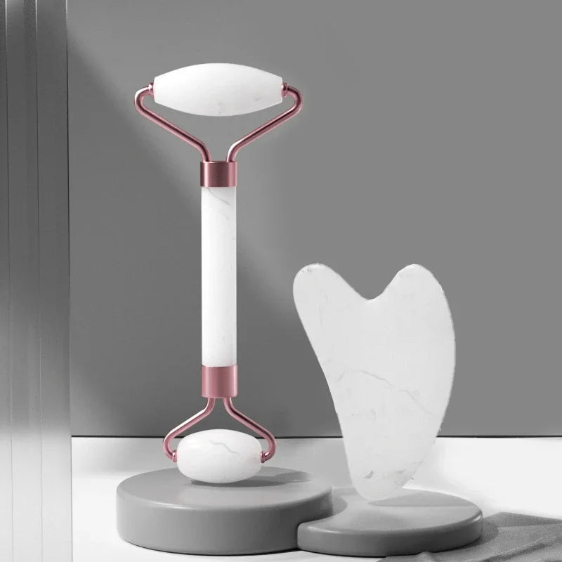 Rouleau de Massage pour le visage, planche Guasha, grattoir en résine, dissolvant de rides, rouleau de Massage pour le Lifting du visage, outils de soins de la peau mince, 2 pièces