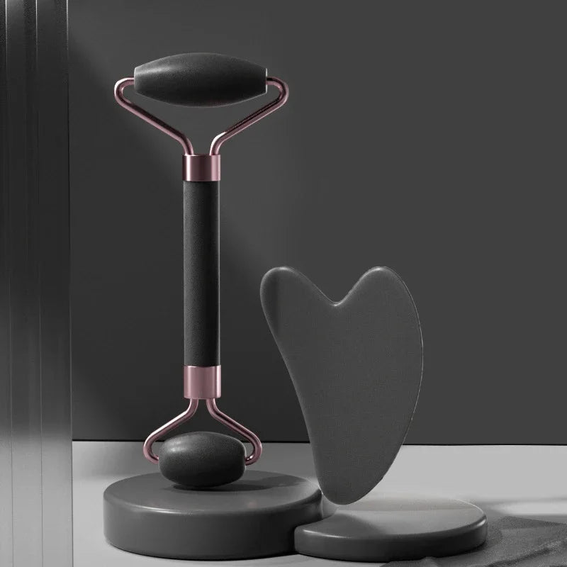 Rouleau de Massage pour le visage, planche Guasha, grattoir en résine, dissolvant de rides, rouleau de Massage pour le Lifting du visage, outils de soins de la peau mince, 2 pièces
