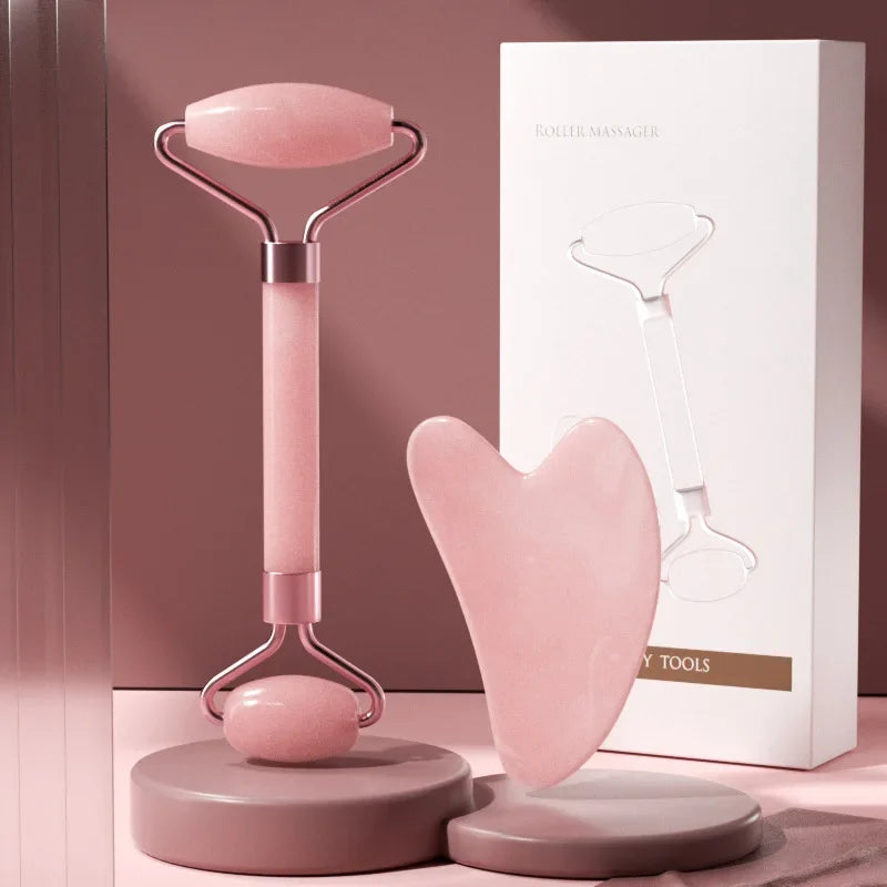 Rouleau de Massage pour le visage, planche Guasha, grattoir en résine, dissolvant de rides, rouleau de Massage pour le Lifting du visage, outils de soins de la peau mince, 2 pièces