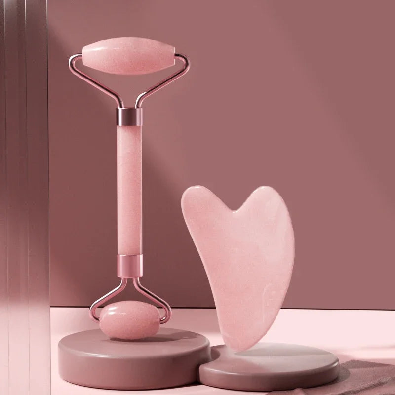 Rouleau de Massage pour le visage, planche Guasha, grattoir en résine, dissolvant de rides, rouleau de Massage pour le Lifting du visage, outils de soins de la peau mince, 2 pièces
