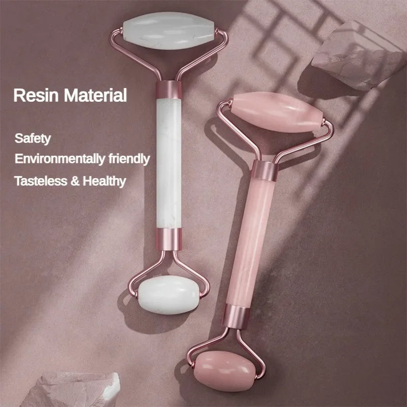 Rouleau de Massage pour le visage, planche Guasha, grattoir en résine, dissolvant de rides, rouleau de Massage pour le Lifting du visage, outils de soins de la peau mince, 2 pièces