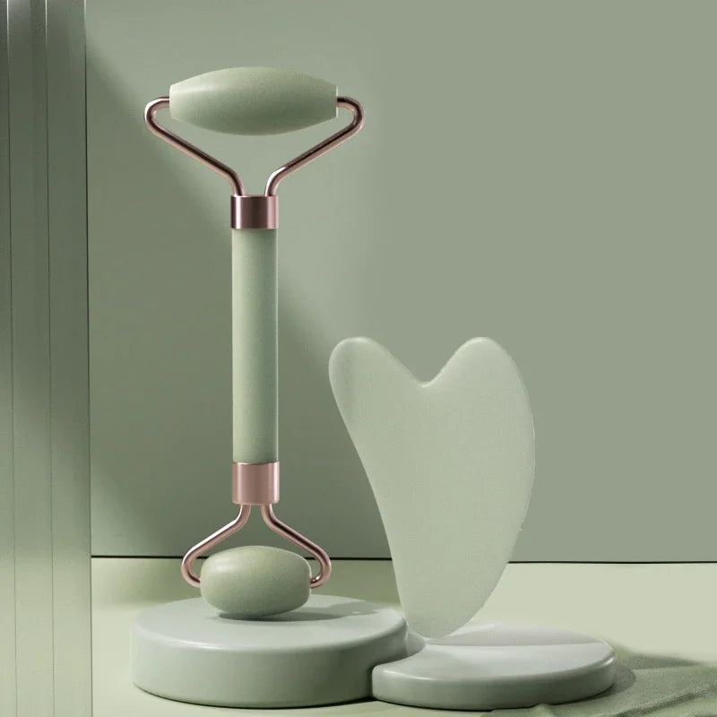 Rouleau de Massage pour le visage, planche Guasha, grattoir en résine, dissolvant de rides, rouleau de Massage pour le Lifting du visage, outils de soins de la peau mince, 2 pièces